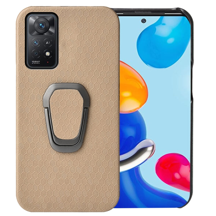 Per Xiaomi Redmi Note 11 Pro Global Ring Holder Custodia a nido d'ape in PU, For Xiaomi Redmi Note 11 Pro Global