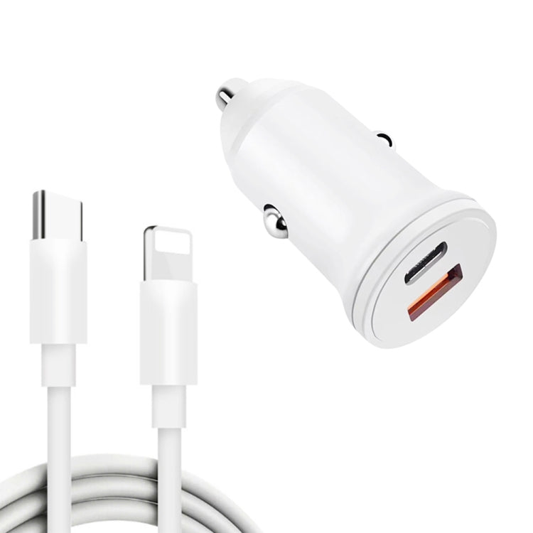 Caricabatteria auto USB-C 25W con cavo dati 8 pin 1m