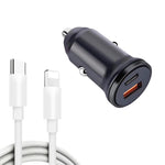 Caricabatteria auto USB-C 25W con cavo dati 8 pin 1m