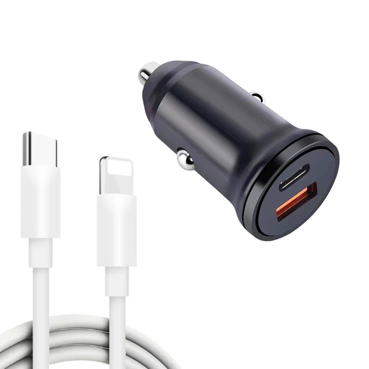 Caricabatteria auto USB-C 25W con cavo dati 8 pin 1m