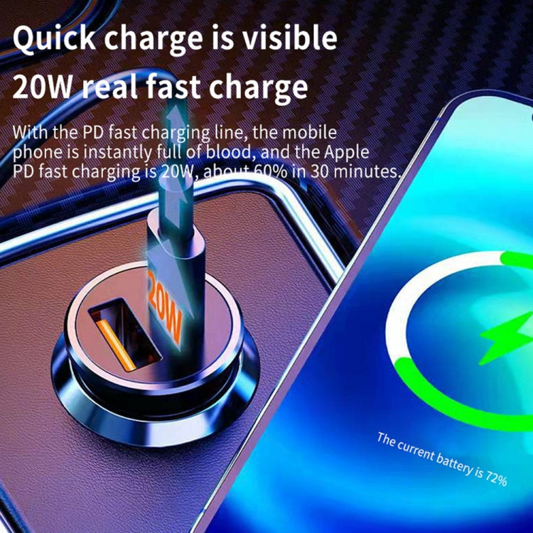 Caricabatteria auto USB-C 25W con cavo dati 8 pin 1m