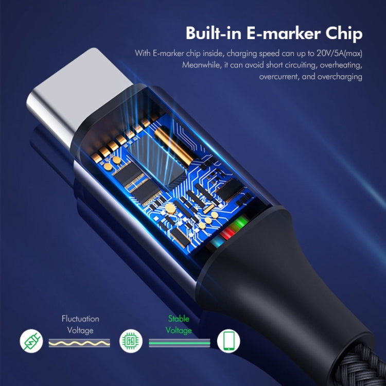 Cavo ricarica rapida USB-C 100W 5A gomito 1m 2m
