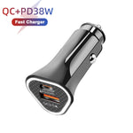 Caricatore auto 38W USB-C PD 20W + QC3.0 con cavo Micro USB 1 m