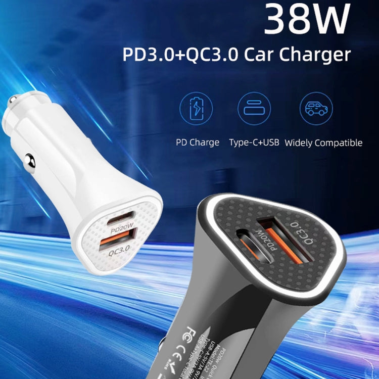 Caricatore auto 38W USB-C PD 20W + QC3.0 con cavo Micro USB 1 m