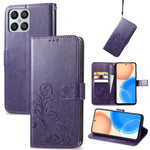 Custodia per telefono in pelle con fibbia in rilievo con chiusura a quattro foglie, For TCL 4X 5G, For Honor X8 4G