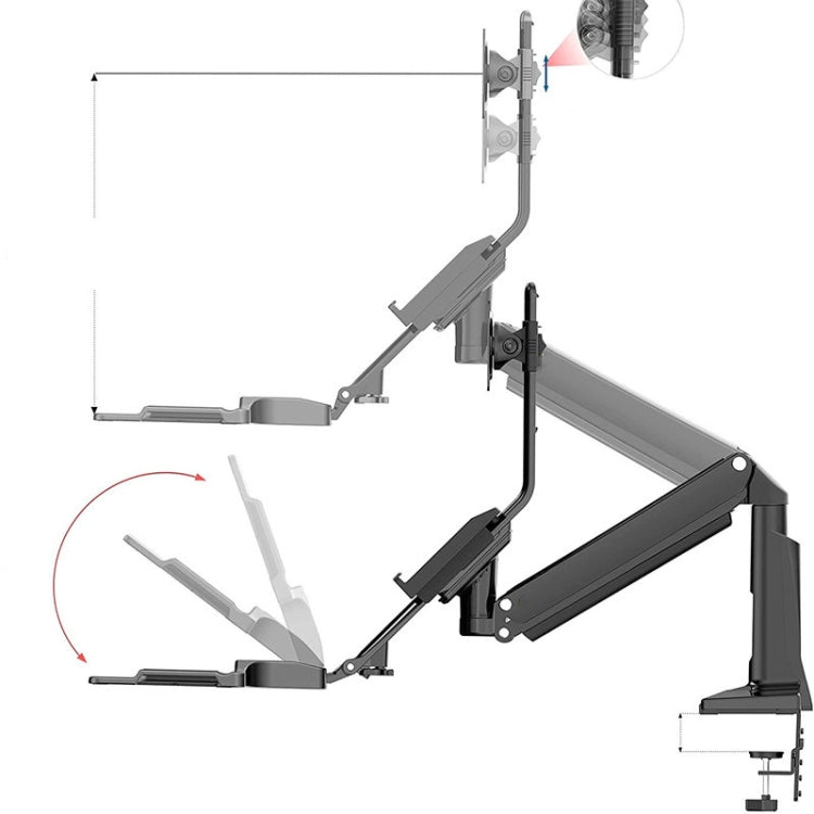 Supporto ergonomico per monitor 19-27" con vassoio tastiera