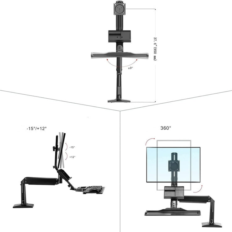 Supporto ergonomico per monitor 19-27" con vassoio tastiera