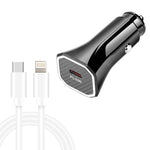Caricabatteria auto USB-C PD20W con cavo Type-C a 8 pin
