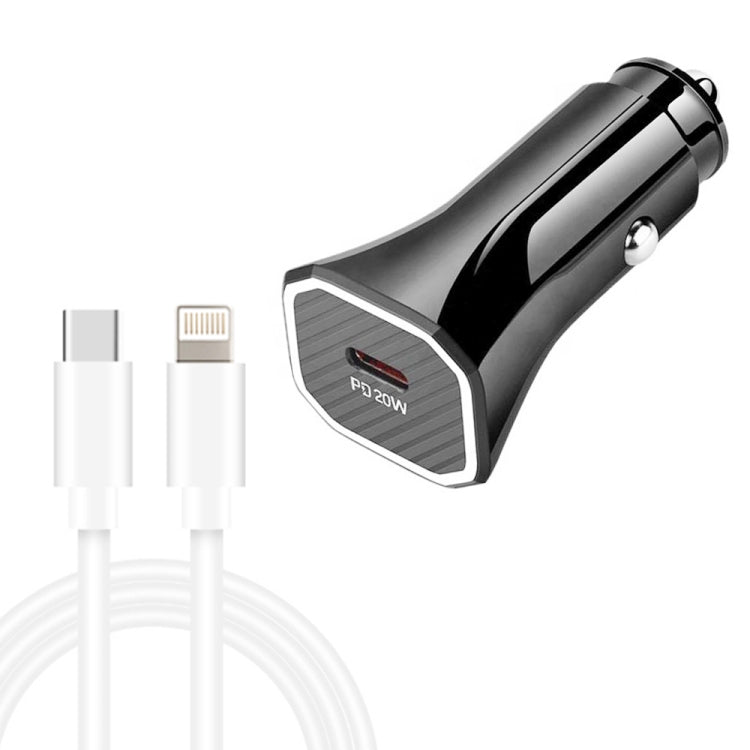 Caricabatteria auto USB-C PD20W con cavo Type-C a 8 pin