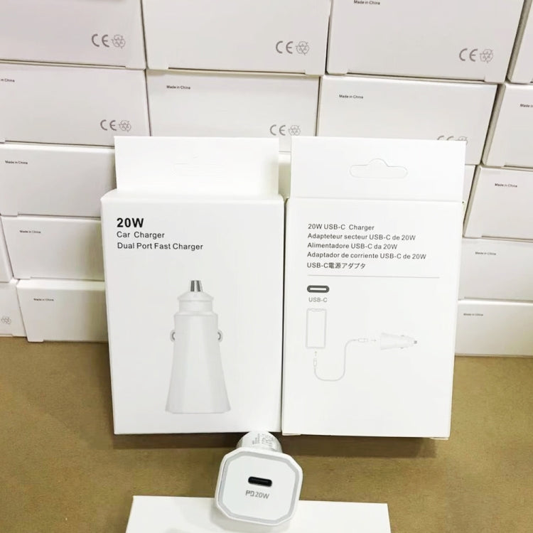 Caricabatteria auto USB-C PD20W con cavo Type-C a 8 pin