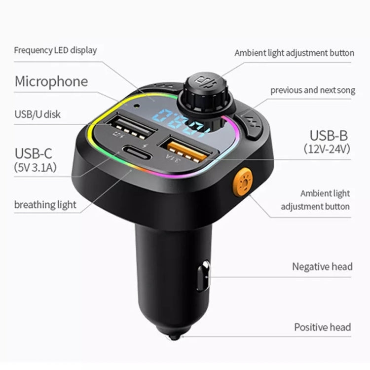Kit vivavoce per auto con luce e trasmettitore FM stereo