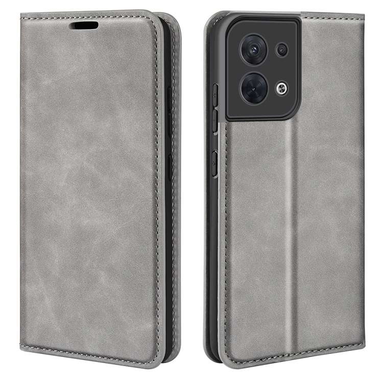Per OPPO Reno8 Custodia per telefono in pelle con aspirazione magnetica retro-pelle, For OPPO Reno8