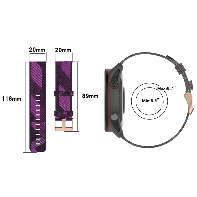 Cinturino nylon intrecciato 20mm per Garmin VivoMove Luxe
