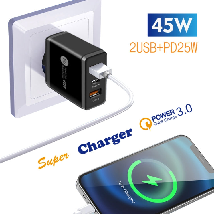 Caricabatterie 45W PD + 2 porte USB QC3.0 con cavo Micro USB