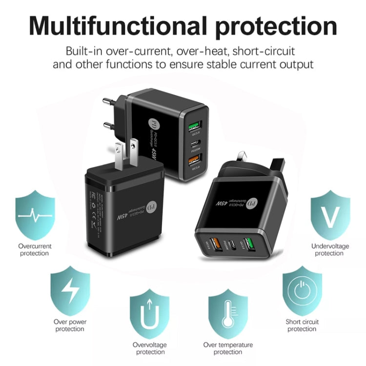 Caricabatterie 45W PD + 2 porte USB QC3.0 con cavo Micro USB