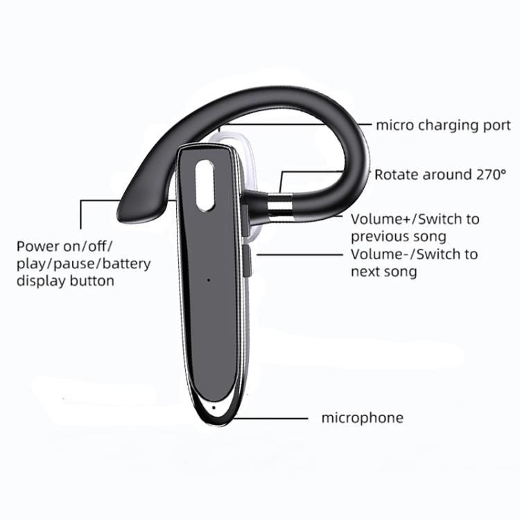 Auricolare Bluetooth K50 con gancio per orecchio