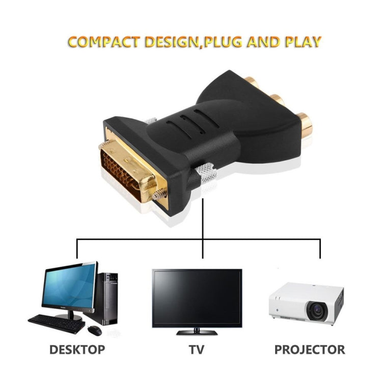 Convertitore DVI-I 24+5 maschio a 3 RCA placcato oro