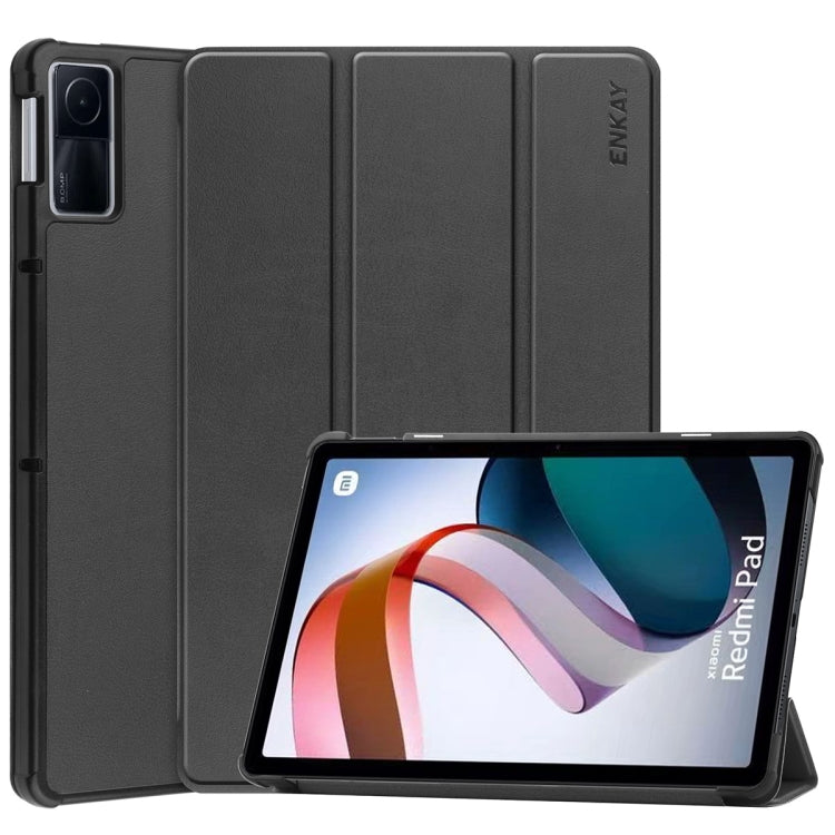 Per Xiaomi Redmi Pad 10,61 pollici ENKAY Tri-fold Custer Texture Custodia Smart con supporto in pelle, For Xiaomi Redmi Pad 10.61 inch