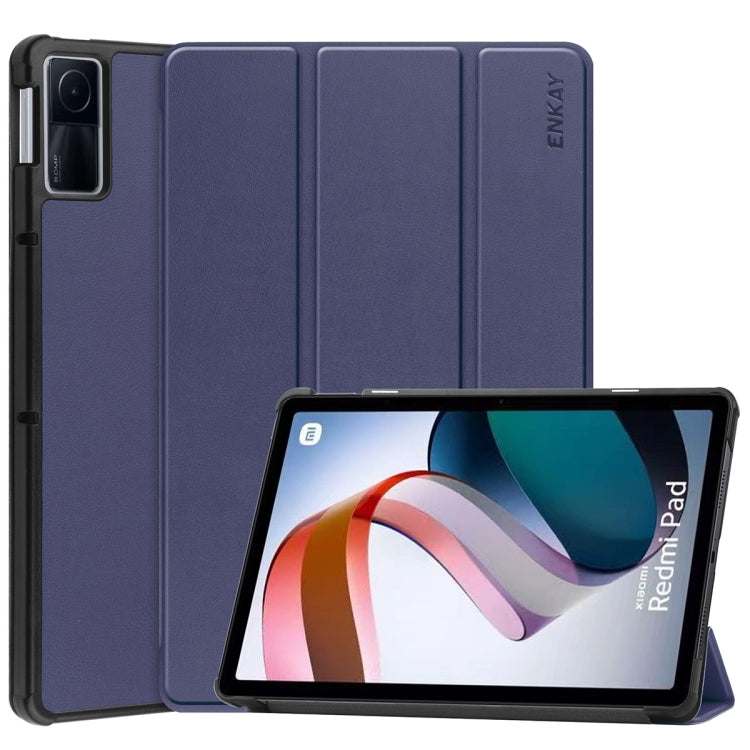 Per Xiaomi Redmi Pad 10,61 pollici ENKAY Tri-fold Custer Texture Custodia Smart con supporto in pelle, For Xiaomi Redmi Pad 10.61 inch