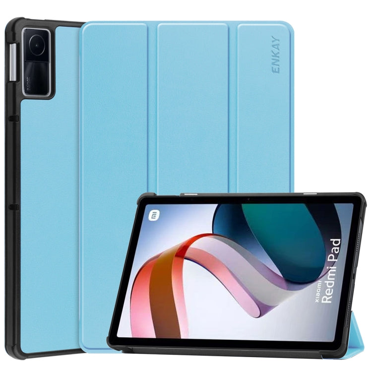 Per Xiaomi Redmi Pad 10,61 pollici ENKAY Tri-fold Custer Texture Custodia Smart con supporto in pelle, For Xiaomi Redmi Pad 10.61 inch