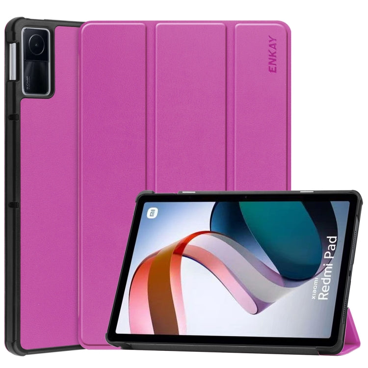 Per Xiaomi Redmi Pad 10,61 pollici ENKAY Tri-fold Custer Texture Custodia Smart con supporto in pelle, For Xiaomi Redmi Pad 10.61 inch