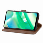 Per Realme C33 custodia in pelle con cerniera fiore in rilievo, For Realme C33