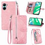 Per Realme C33 custodia in pelle con cerniera fiore in rilievo, For Realme C33
