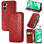 Per OPPO Realme C33 Cubic Grid Custodia per telefono in pelle magnetica pressata, For Realme C33
