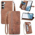 Custodia portafoglio in pelle con cerniera per Samsung Galaxy S23