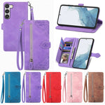 Custodia portafoglio in pelle con cerniera per Samsung Galaxy S23