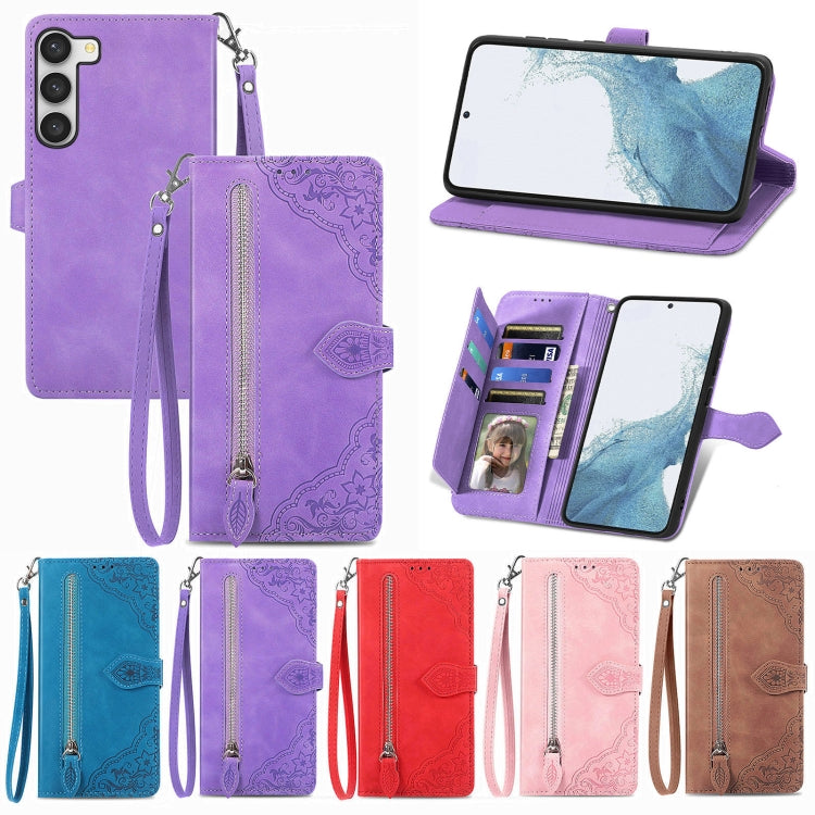 Custodia portafoglio in pelle con cerniera per Samsung Galaxy S23