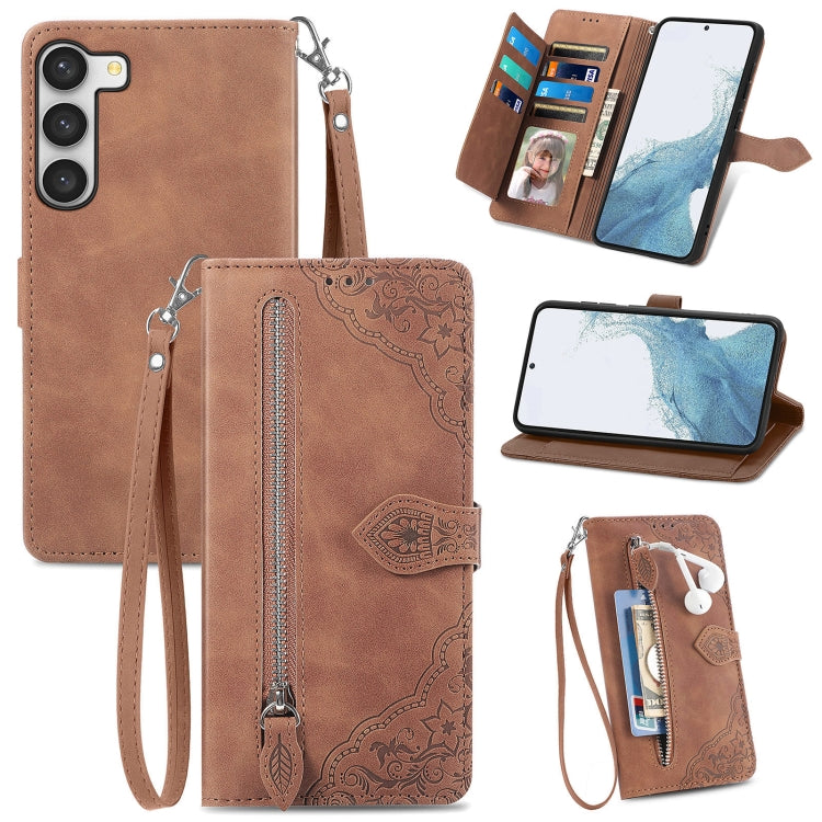 Custodia portafoglio in pelle con cerniera per Samsung Galaxy S23