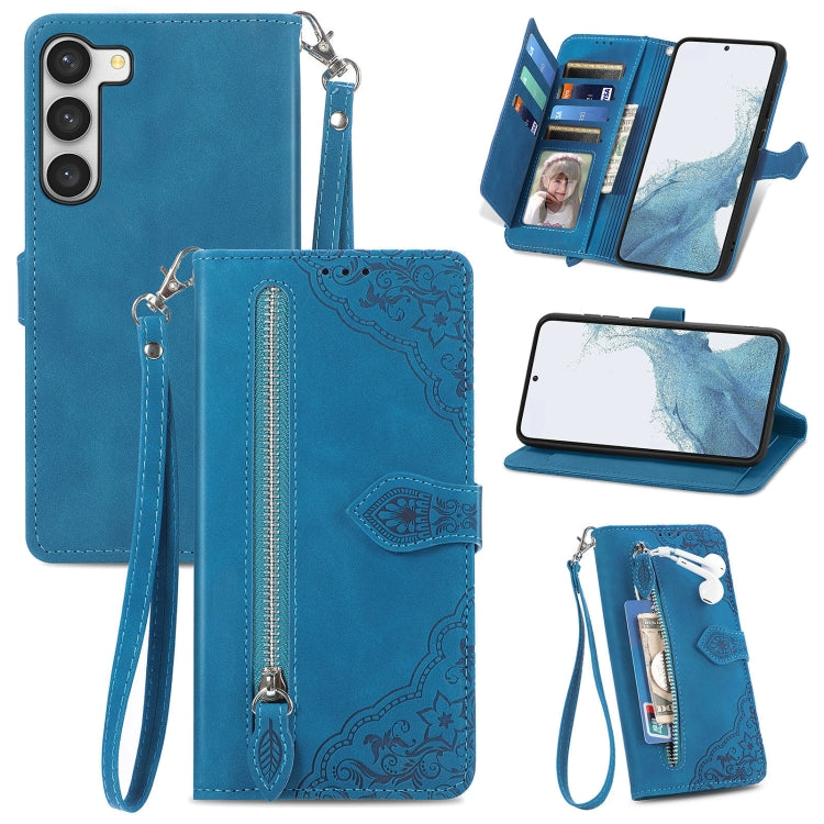 Custodia portafoglio in pelle con cerniera per Samsung Galaxy S23