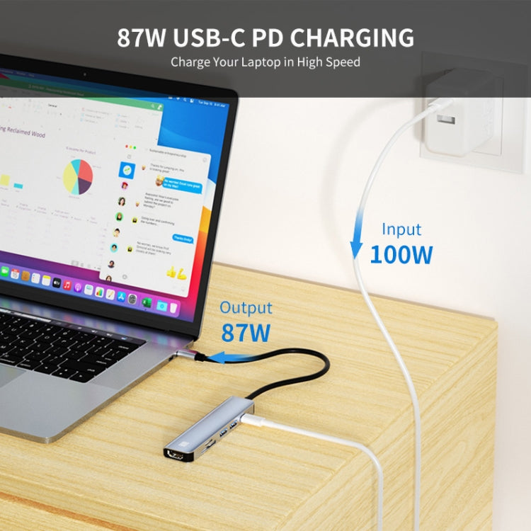Adattatore docking station USB-C 6 in 1 con HDMI 4K