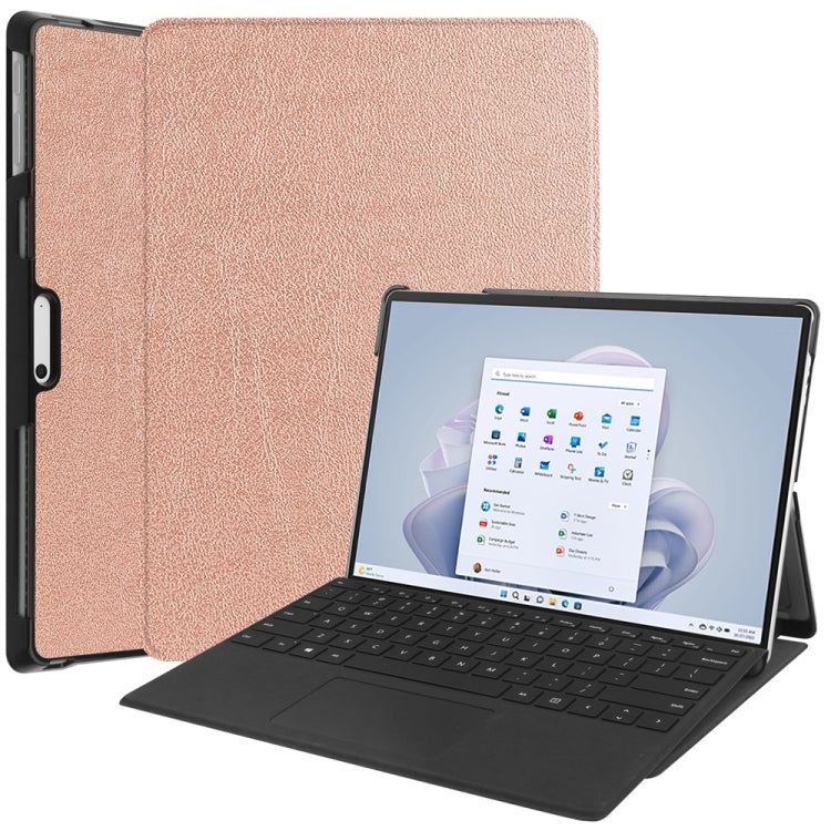 Per Microsoft Surface Pro 9 JUNSUNMAY Custer Custodia per tablet in pelle con supporto a 3 pieghe in tinta unita