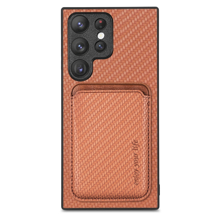 Custodia portafoglio in pelle fibra di carbonio per Galaxy S23 Ul