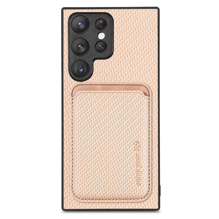 Custodia portafoglio in pelle fibra di carbonio per Galaxy S23 Ul