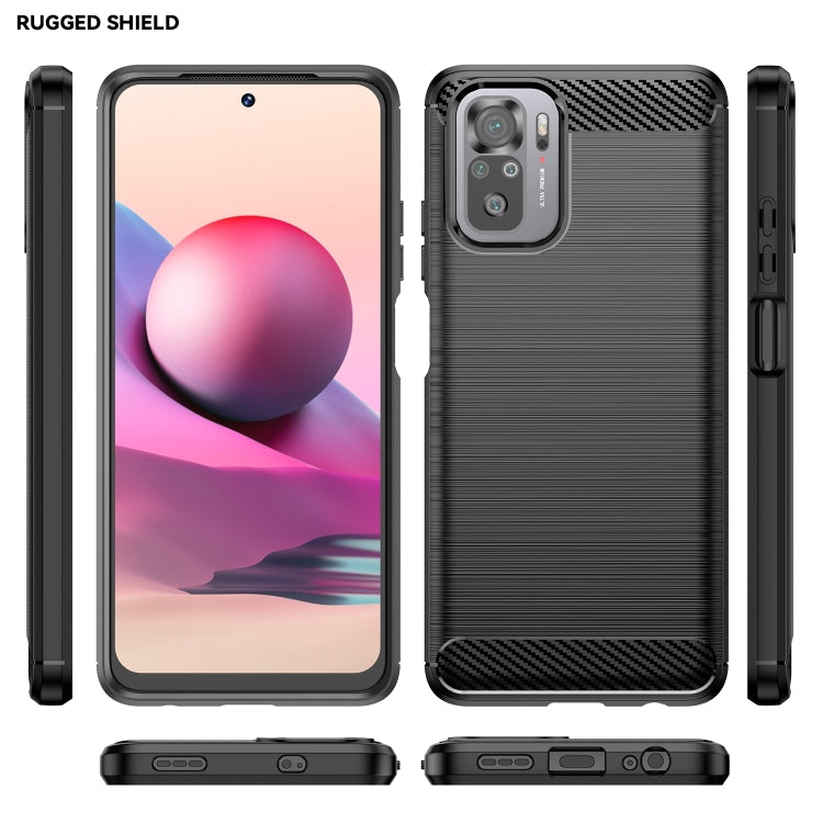 Per Xiaomi Poco M5s Custodia per telefono TPU in fibra di carbonio con trama spazzolata, For Xiaomi Poco M5s