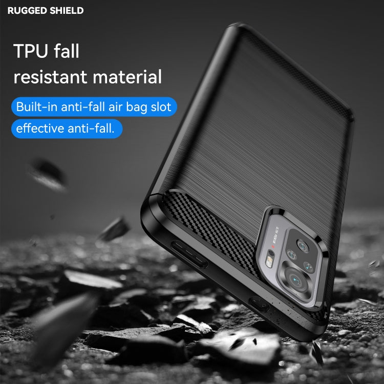Per Xiaomi Poco M5s Custodia per telefono TPU in fibra di carbonio con trama spazzolata, For Xiaomi Poco M5s