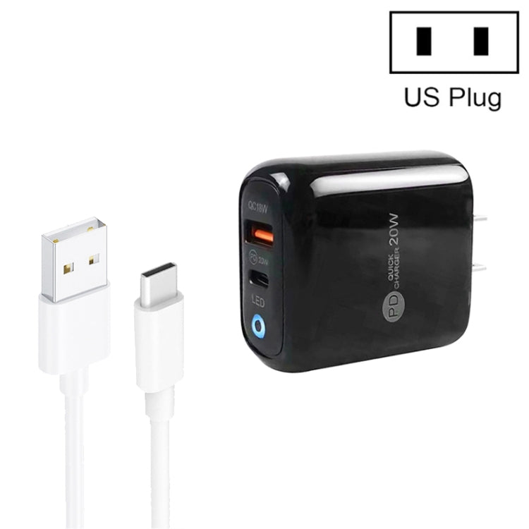 Caricabatterie USB + Type-C 20W con cavo 1 metro