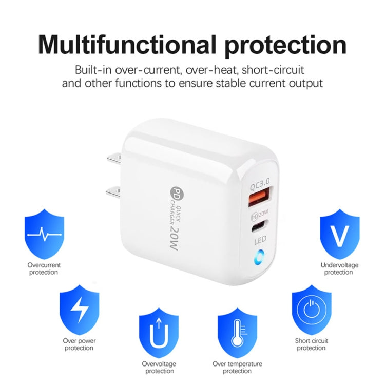 Caricabatterie USB + Type-C 20W con cavo 1 metro
