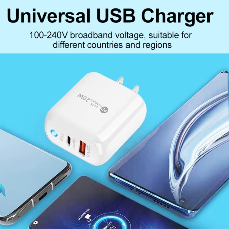 Caricabatterie USB + Type-C 20W con cavo 1 metro