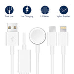 Cavo ricarica magnetico 3 in 1 USB per Apple Watch e smartphone