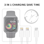 Cavo ricarica magnetico 3 in 1 Type-C 1,2 m per Apple Watch e iPh