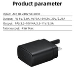 Caricabatterie rapido 45W USB-C con spina UK