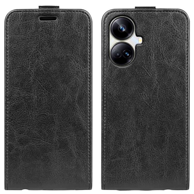Per Realme 10 Pro + R64 Texture Custodia per telefono in pelle con vibrazione verticale singola, For Realme 10 Pro+