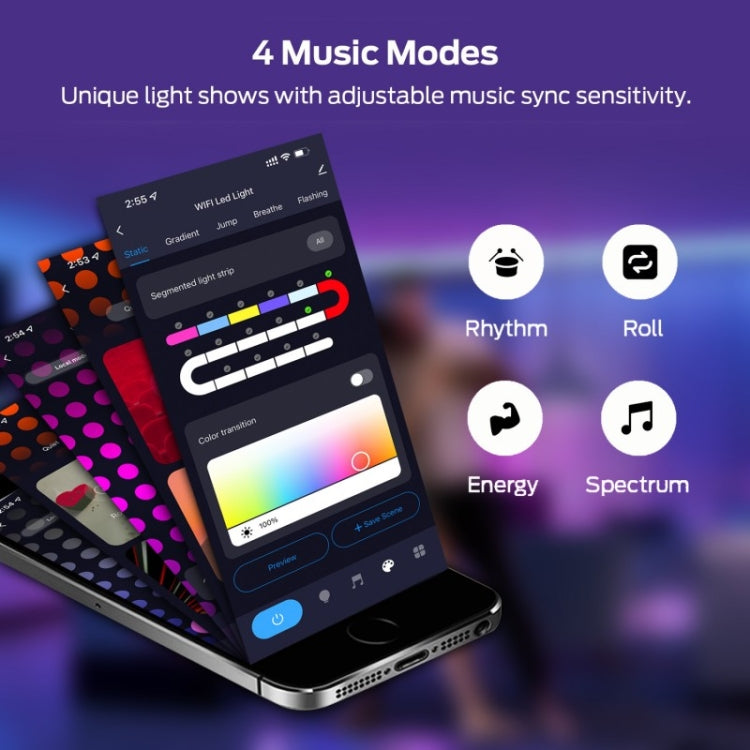 2 tubi luminosi LED con sincronizzazione musicale WiFi