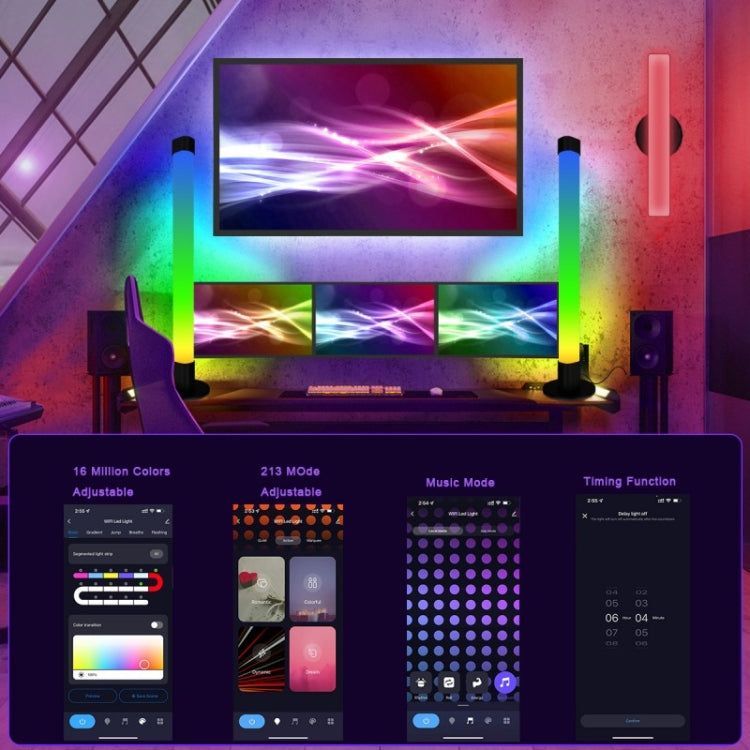 2 tubi luminosi LED con sincronizzazione musicale WiFi