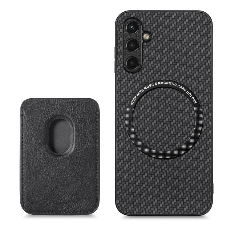Custodia magnetica in pelle fibra carbonio per Galaxy A54 5G