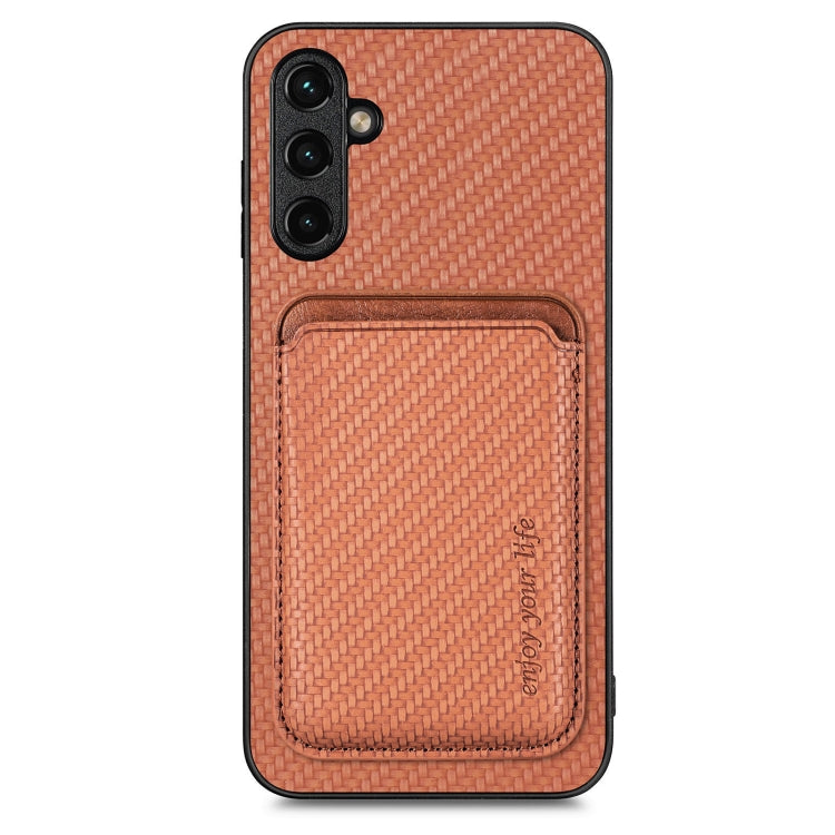 Custodia magnetica in pelle fibra carbonio per Galaxy A54 5G